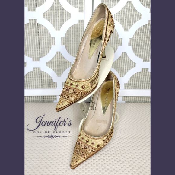Nine West Casanova Brocade Beaded Pointed Toe Heels Size 6.5 - Picture 2 of 16